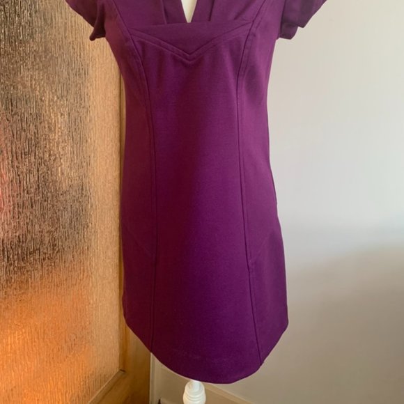 Vintage DVF Purple Wool Shift Dress - Size 4 - Picture 2 of 9